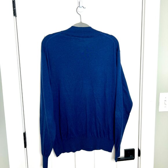 Peter Millar Crown Soft Navy Blue Quarter Zip Cotton Silk Sweater Men's Large - Picture 4 of 4
